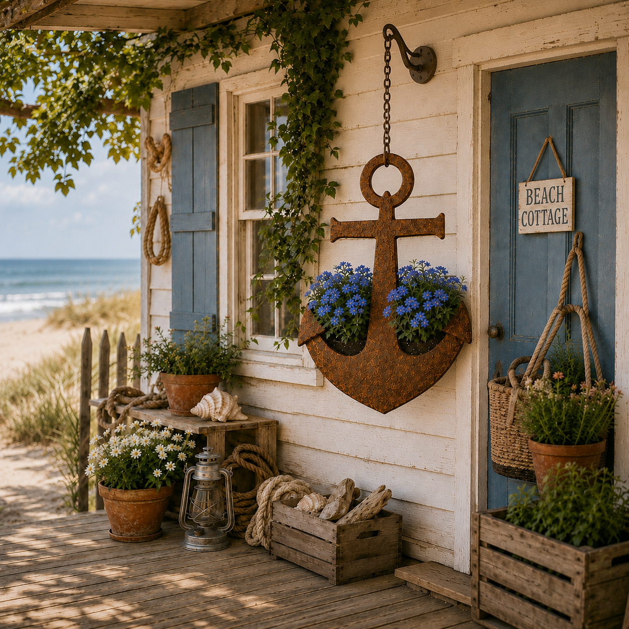 Rustic Anchor Hanging Planter