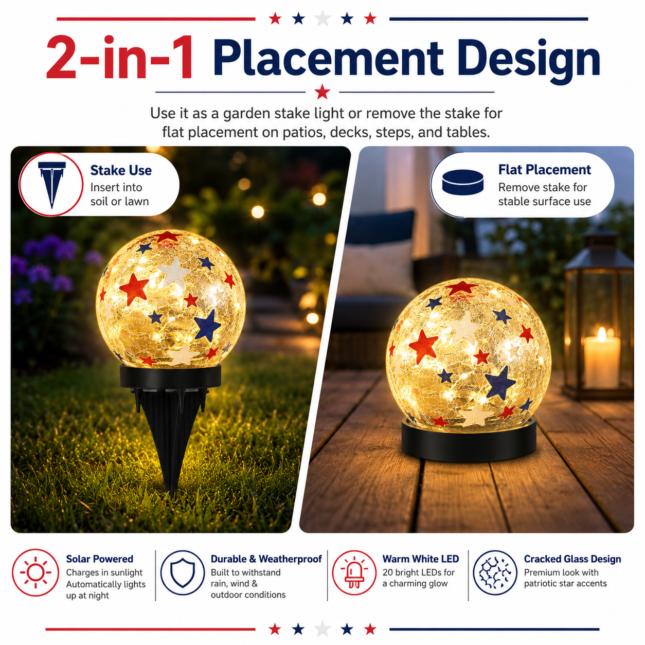 Waterproof Solar Cracked-Glass Globe Light