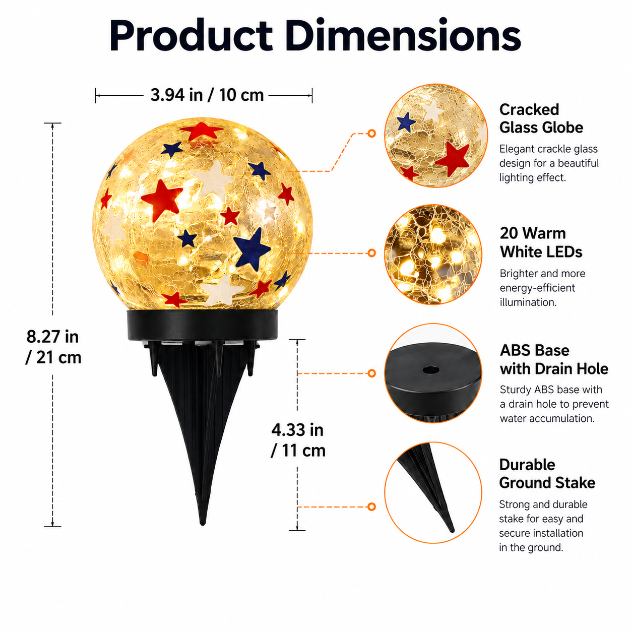 Waterproof Solar Cracked-Glass Globe Light