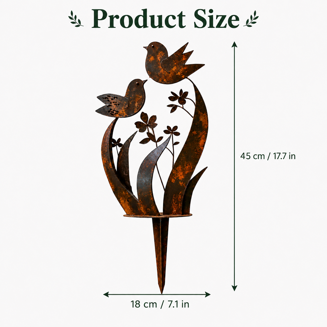 Bird and Wildflower Metal Garden Stake