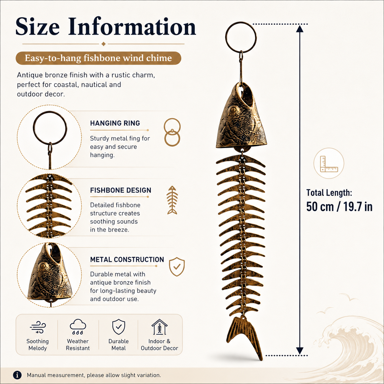 Fishbone Metal Wind Chime