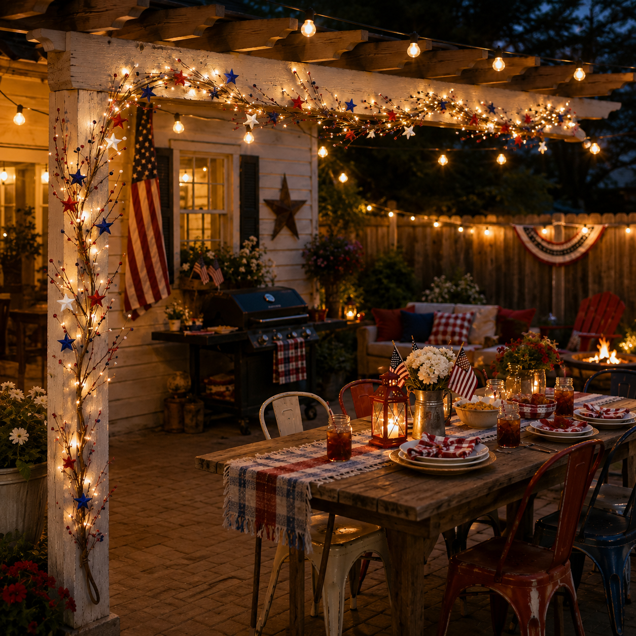 4.9ft Patriotic Berry Star Lighted Vine