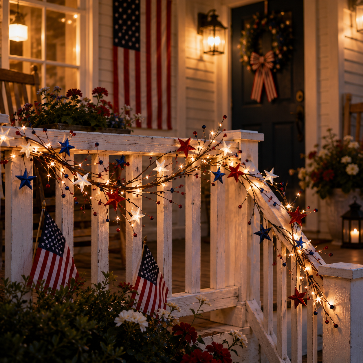 4.9ft Patriotic Berry Star Lighted Vine