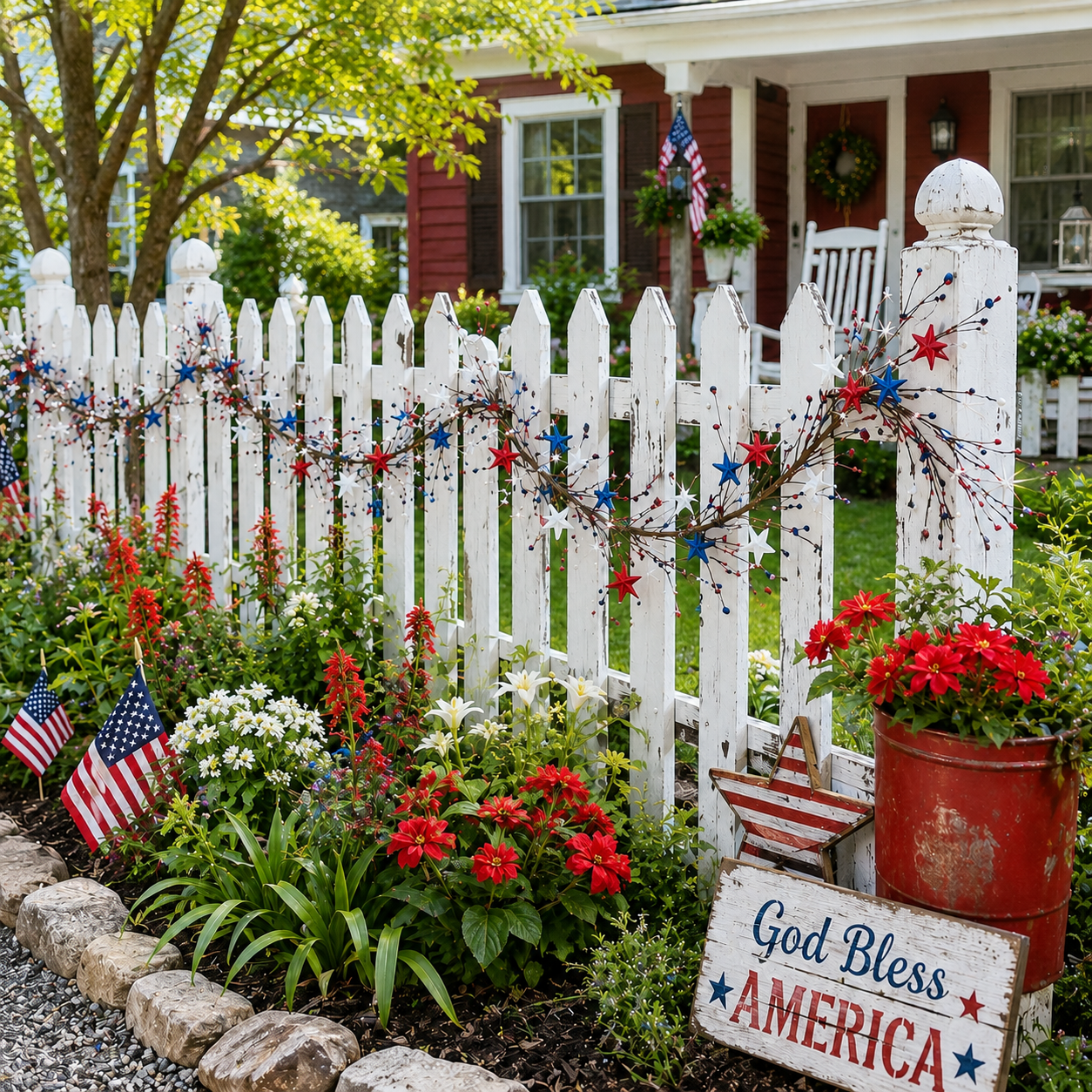 4.9ft Patriotic Berry Star Lighted Vine