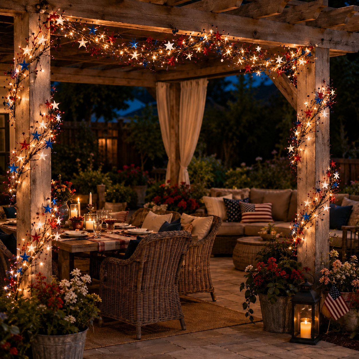 4.9ft Patriotic Berry Star Lighted Vine