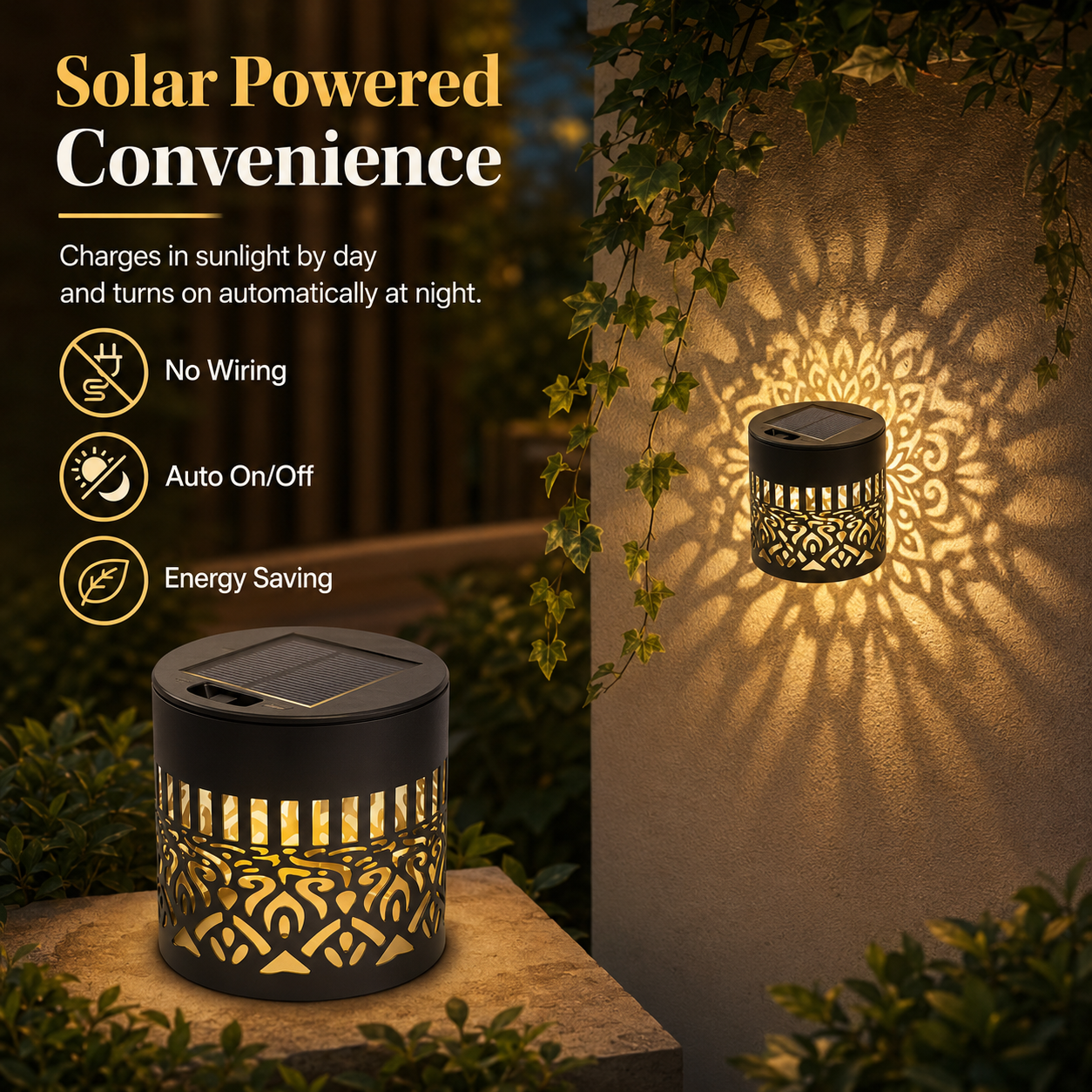 2-PCS Metal Outdoor LED Mandala Cutout Wall Lights