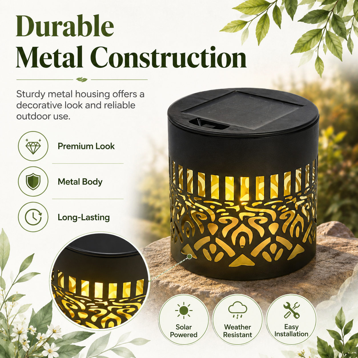 2-PCS Metal Outdoor LED Mandala Cutout Wall Lights