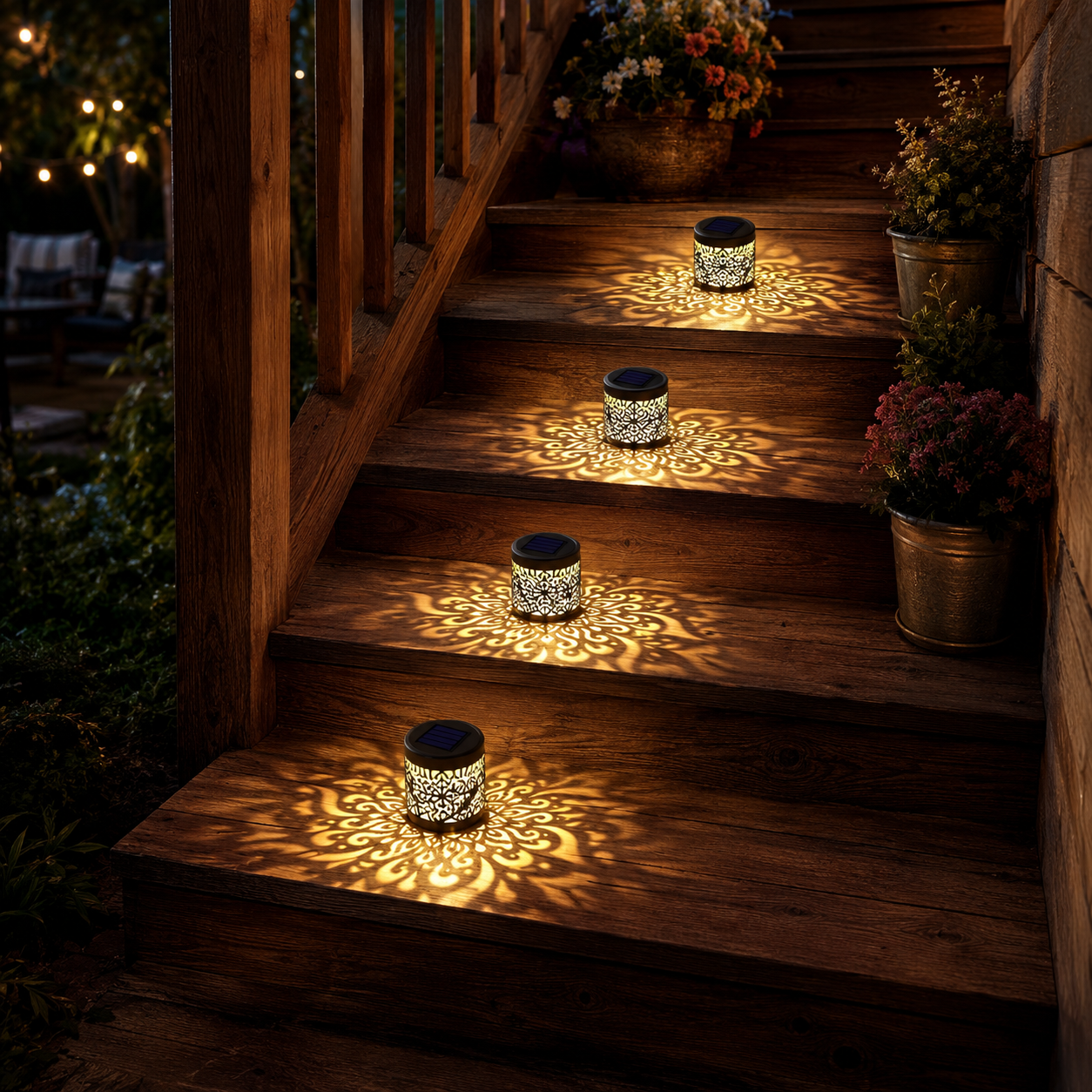 2-PCS Metal Outdoor LED Mandala Cutout Wall Lights