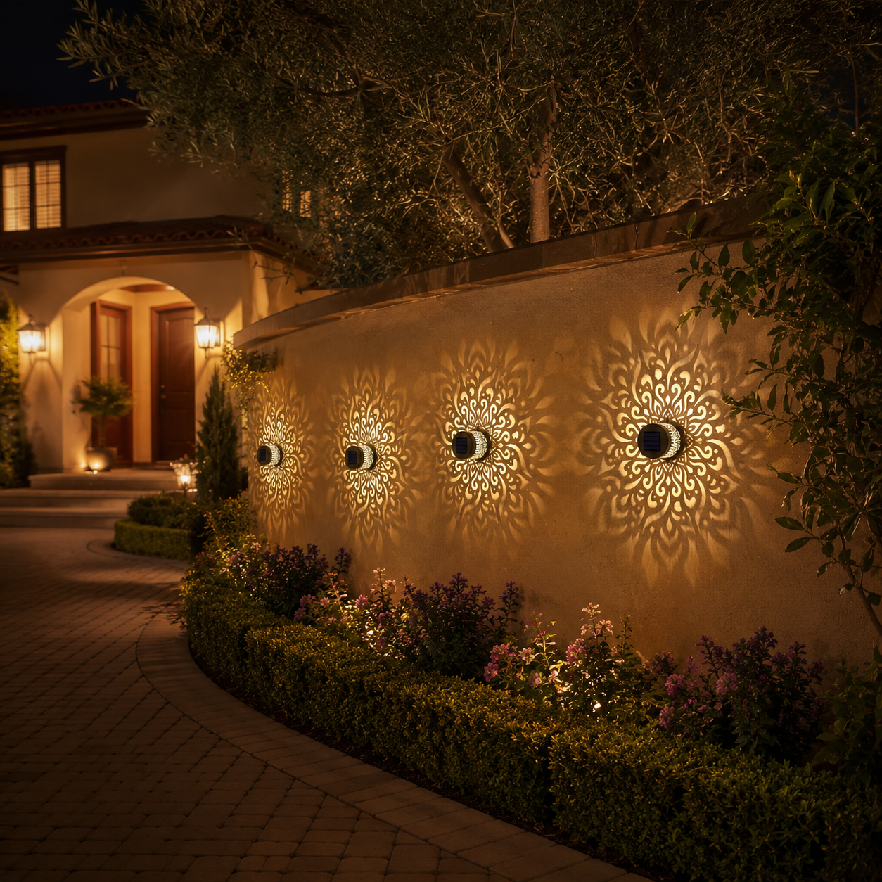 2-PCS Metal Outdoor LED Mandala Cutout Wall Lights
