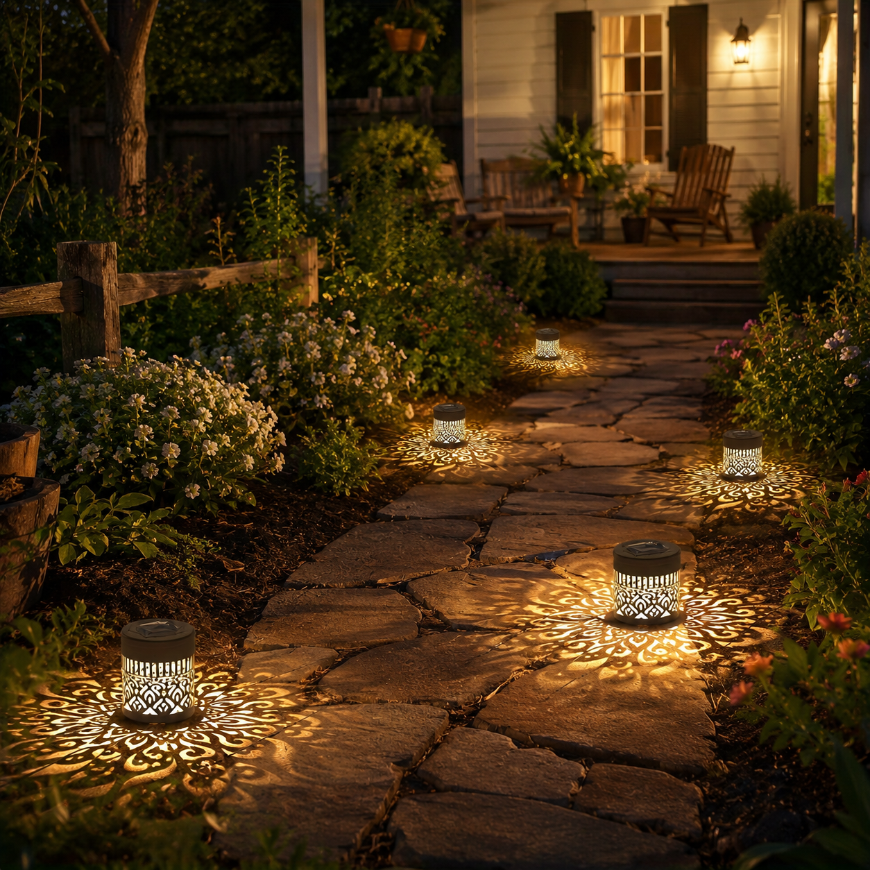 2-PCS Metal Outdoor LED Mandala Cutout Wall Lights