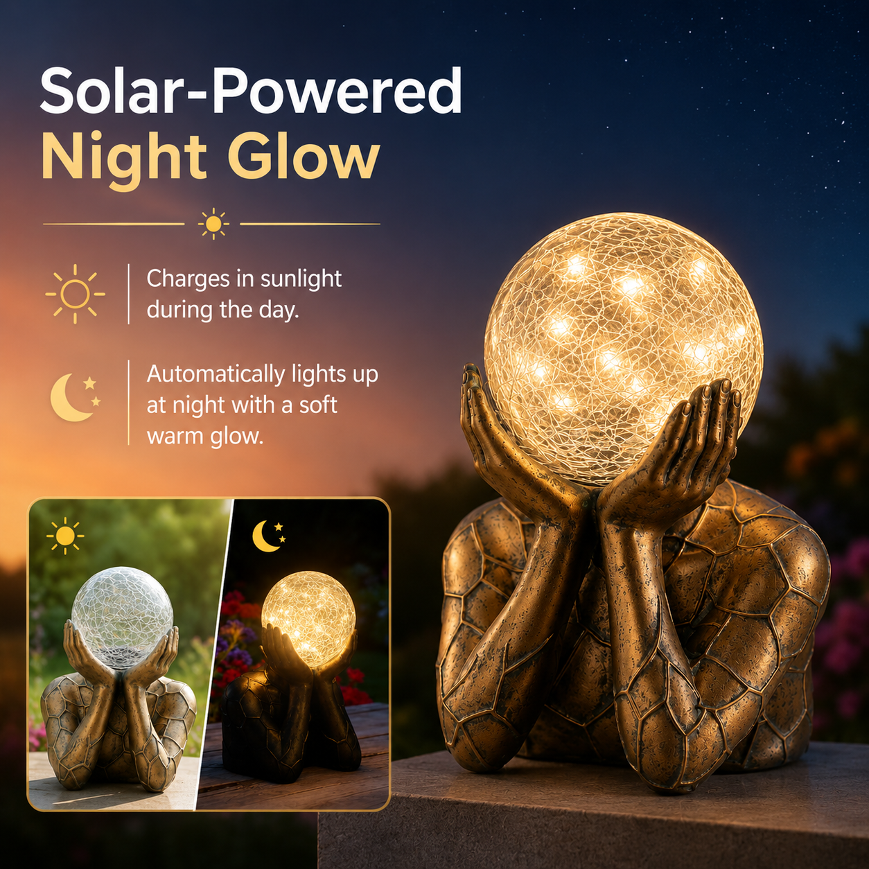 "Thinker" Solar Garden Statue