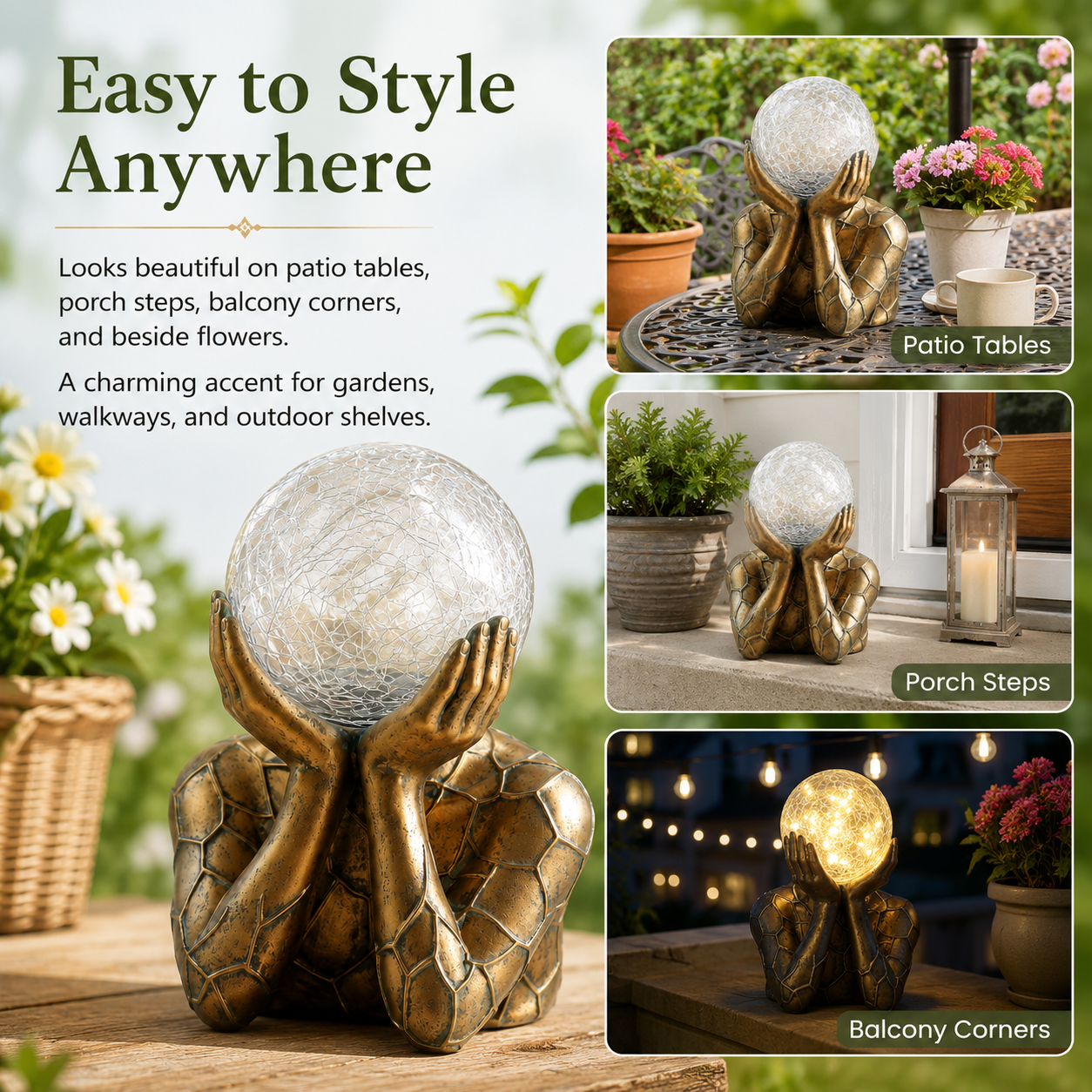 "Thinker" Solar Garden Statue