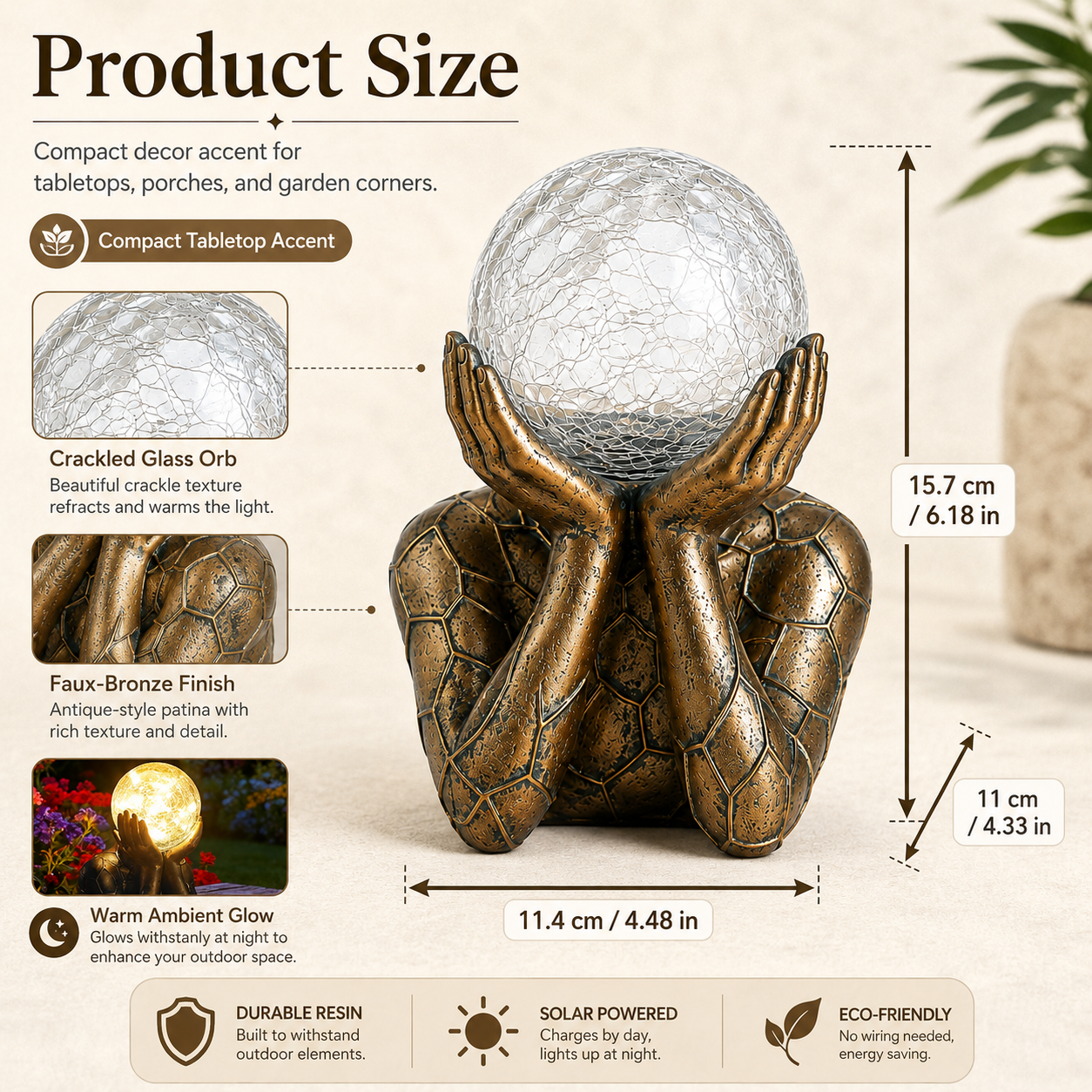 "Thinker" Solar Garden Statue