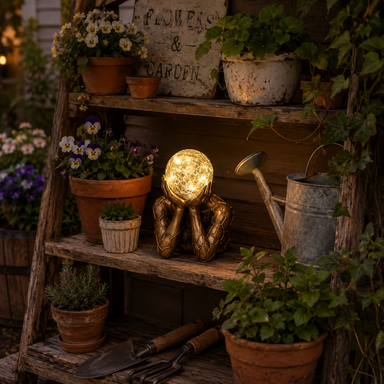 "Thinker" Solar Garden Statue