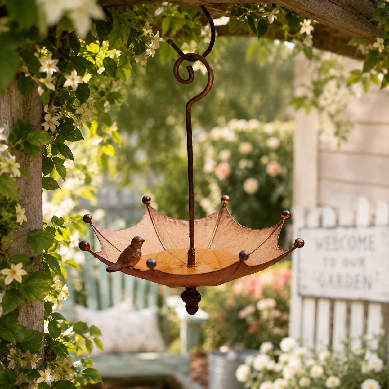 Vintage Umbrella Hanging Bird Feeder,