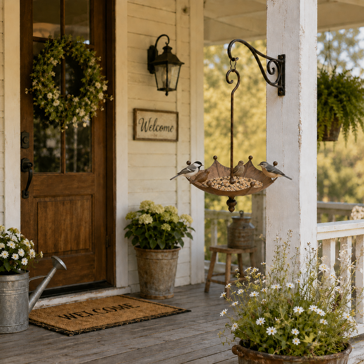 Vintage Umbrella Hanging Bird Feeder,