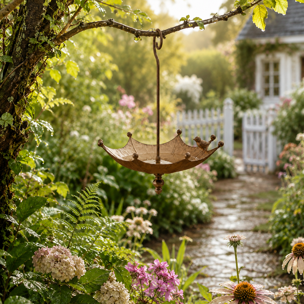 Vintage Umbrella Hanging Bird Feeder,