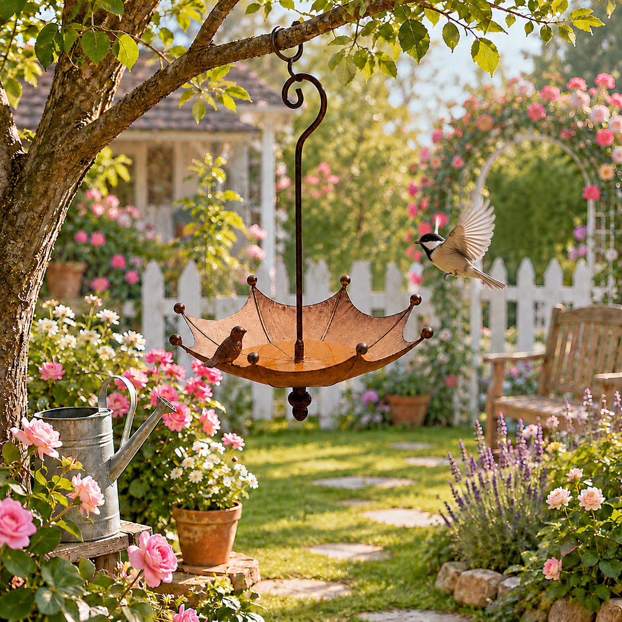 Vintage Umbrella Hanging Bird Feeder,