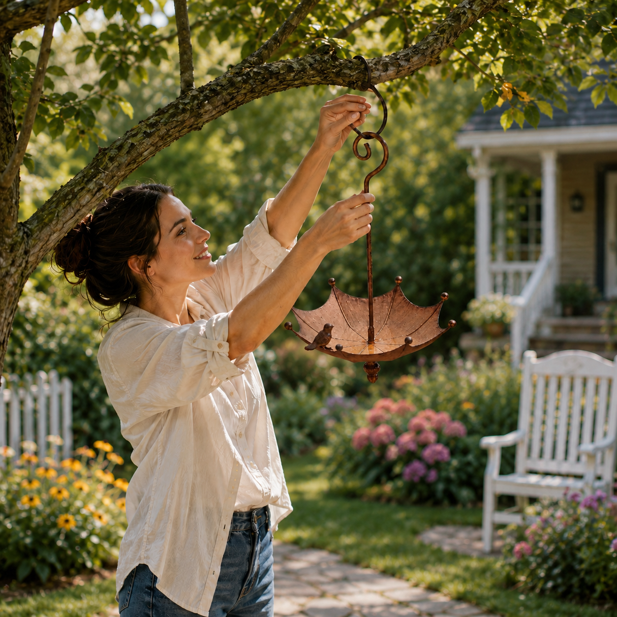 Vintage Umbrella Hanging Bird Feeder,