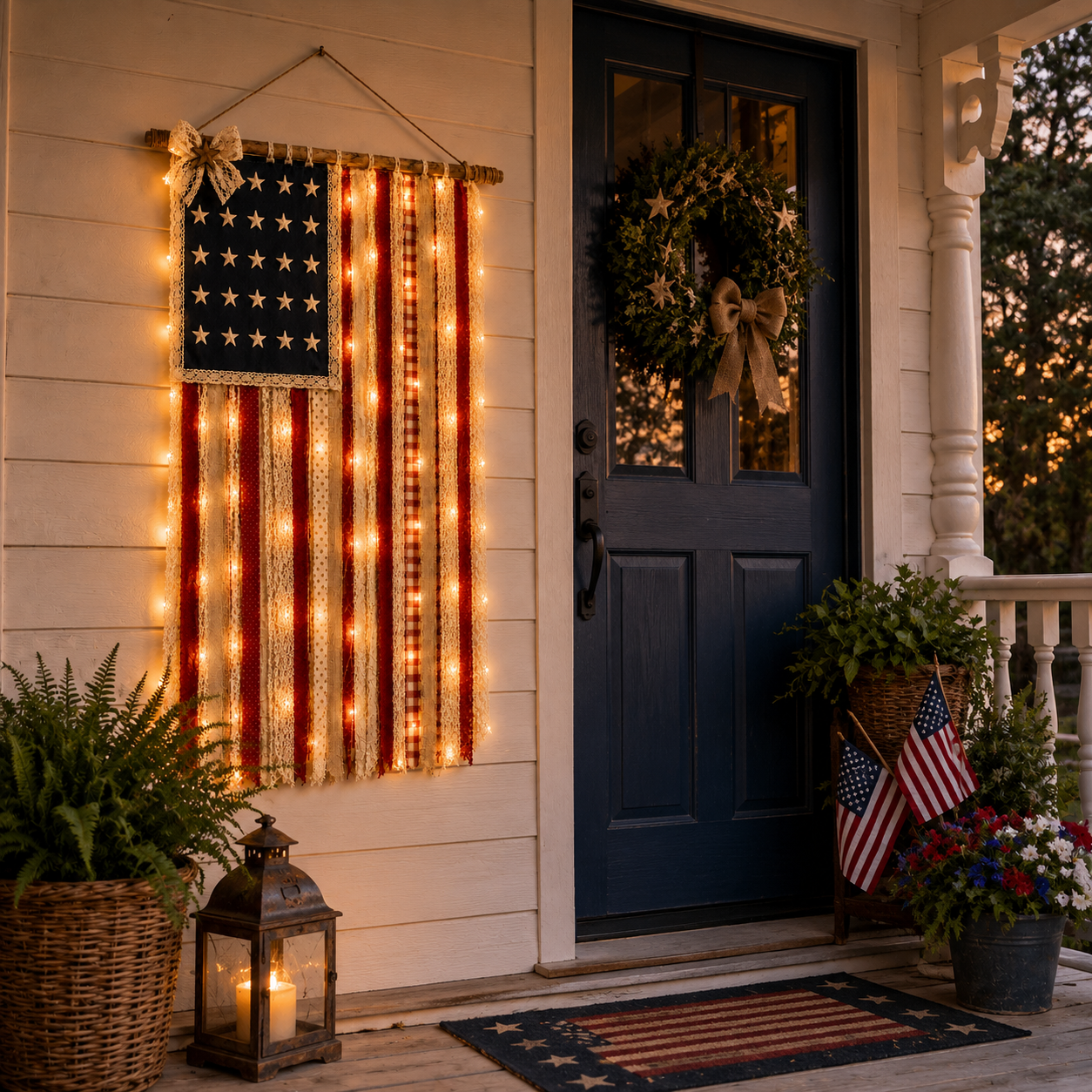 4 x 2.3 FT Lighted Patriotic Wall Hanging Banne
