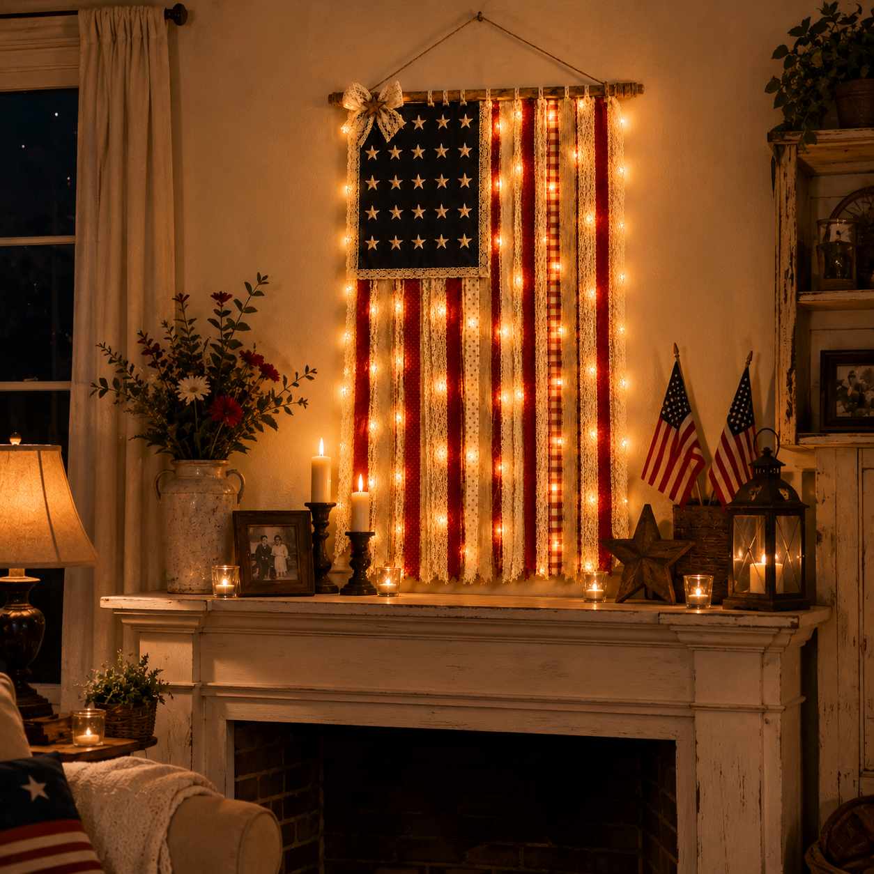 4 x 2.3 FT Lighted Patriotic Wall Hanging Banne