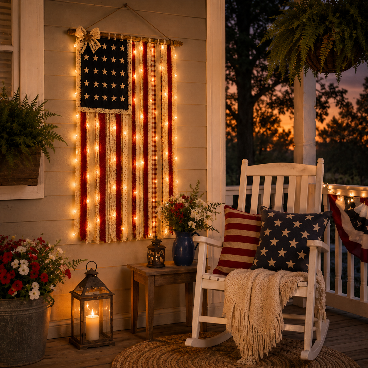 4 x 2.3 FT Lighted Patriotic Wall Hanging Banne