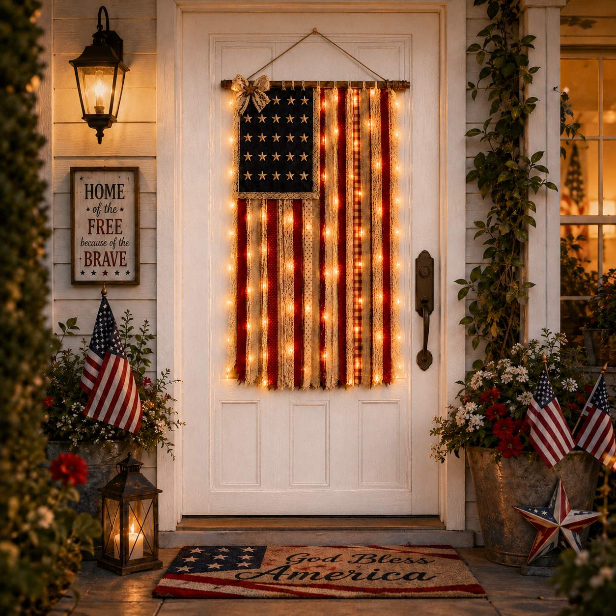 4 x 2.3 FT Lighted Patriotic Wall Hanging Banne