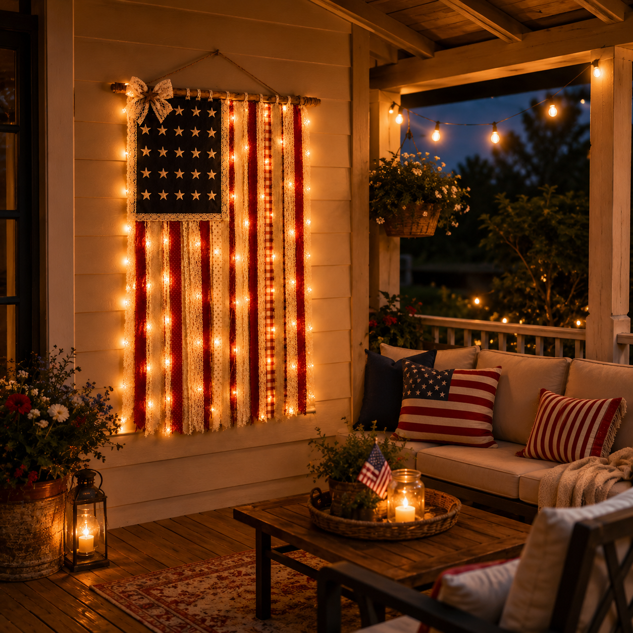 4 x 2.3 FT Lighted Patriotic Wall Hanging Banne