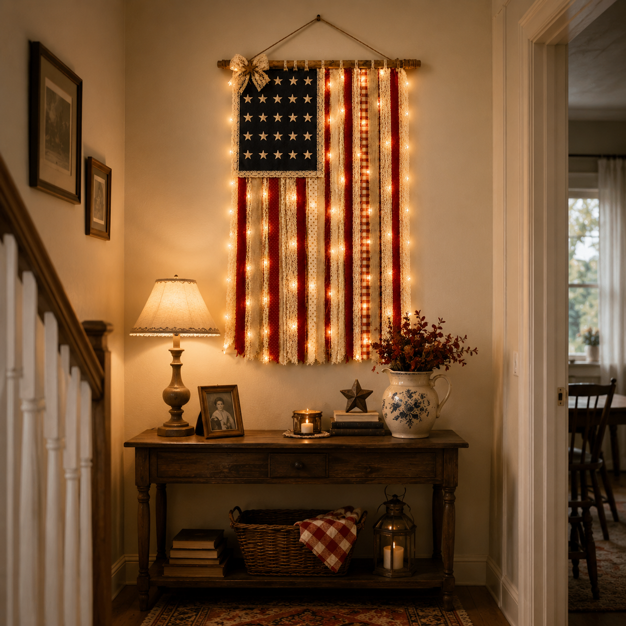 4 x 2.3 FT Lighted Patriotic Wall Hanging Banne