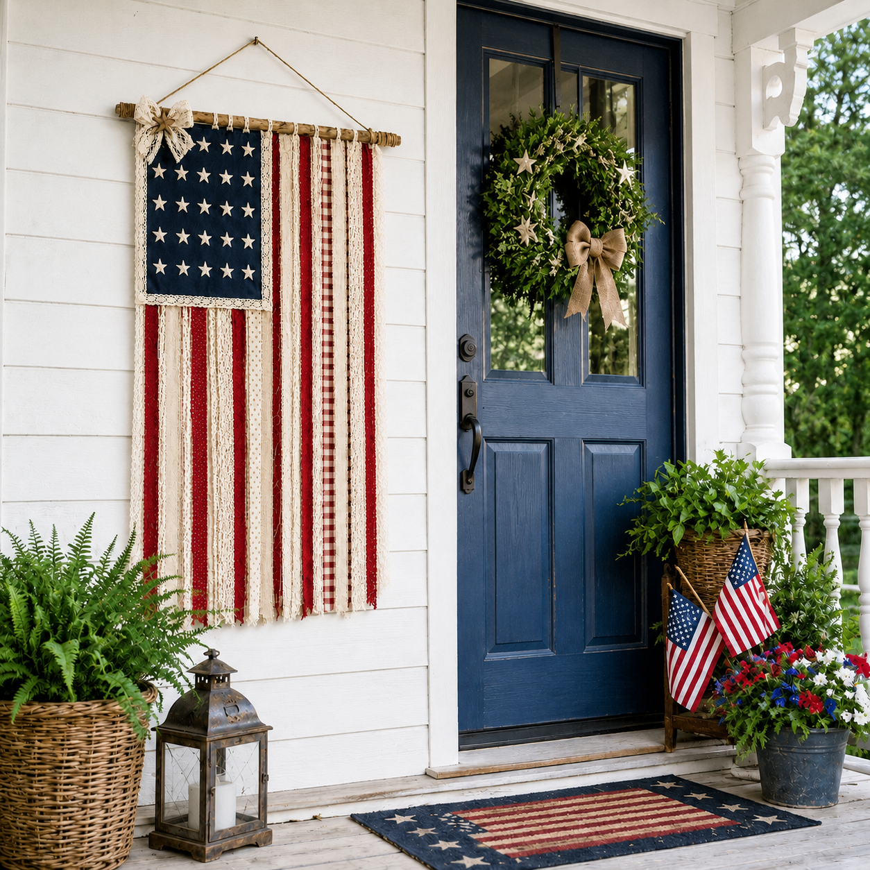 Lighted Patriotic Wall Hanging Banne
