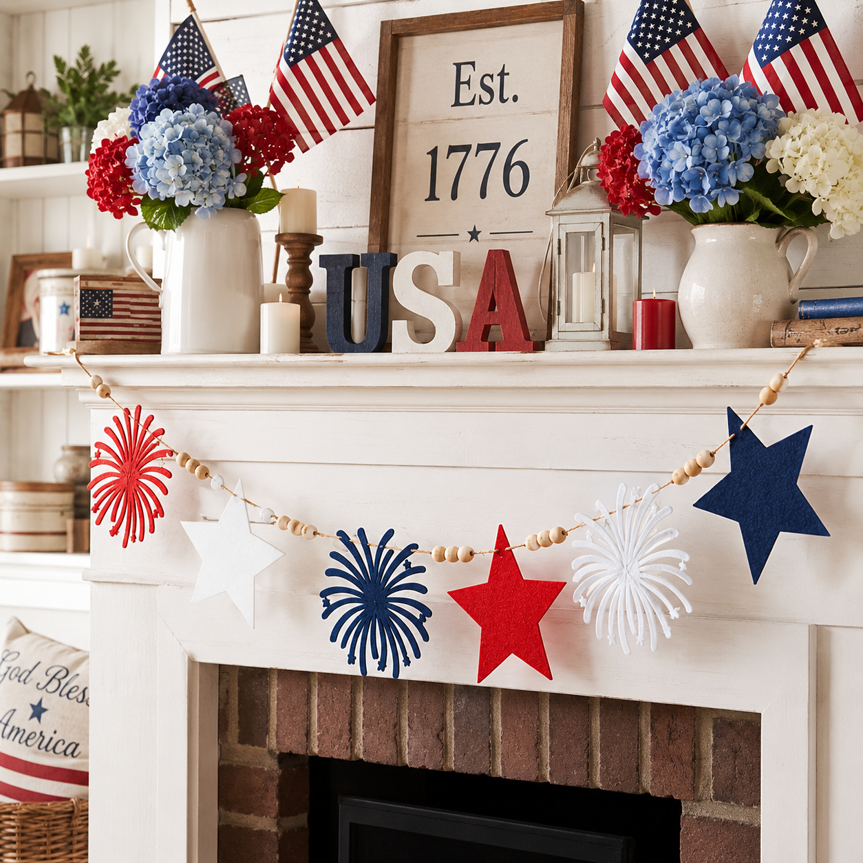 7.22 ft Felt Star Garland