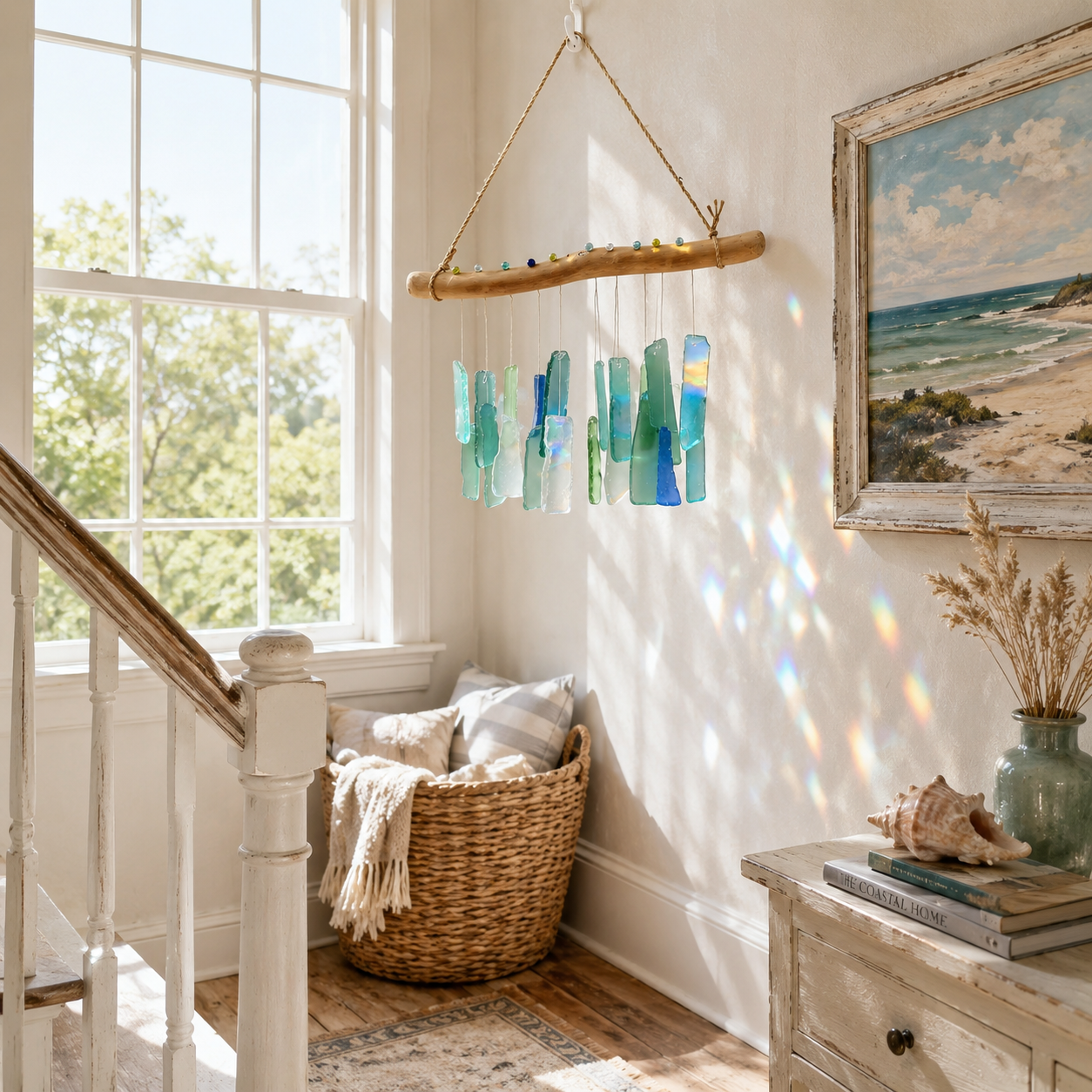Handmade Sea Glass Driftwood Wind Chimes