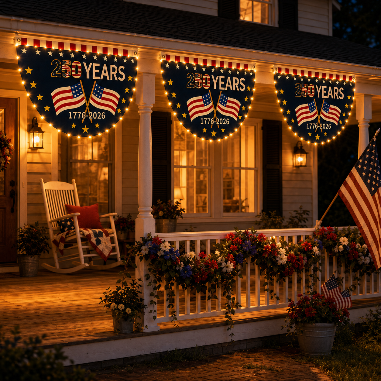 3 × 1.5 ft  250th Founding Anniversary Decorative Fan Flag