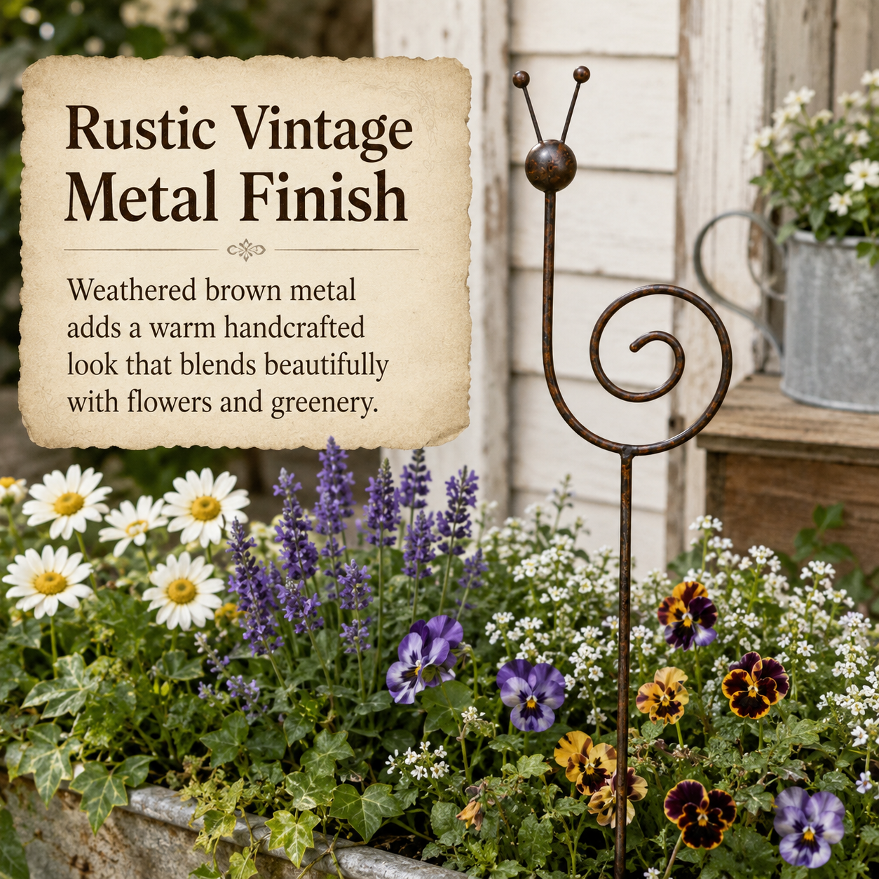 Rustic Metal Snail Garden Stake