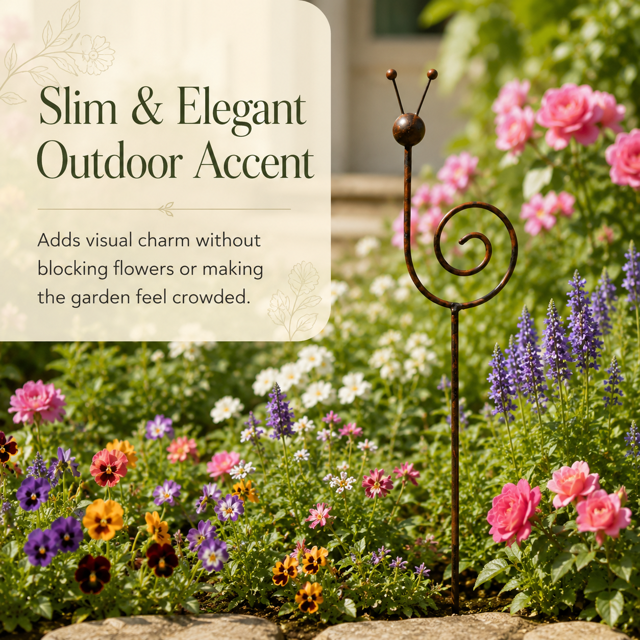 Rustic Metal Snail Garden Stake
