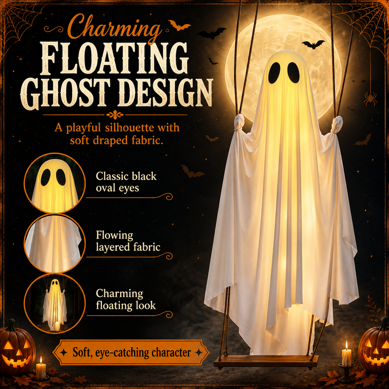 Lighted Hanging Ghost Swing Decor