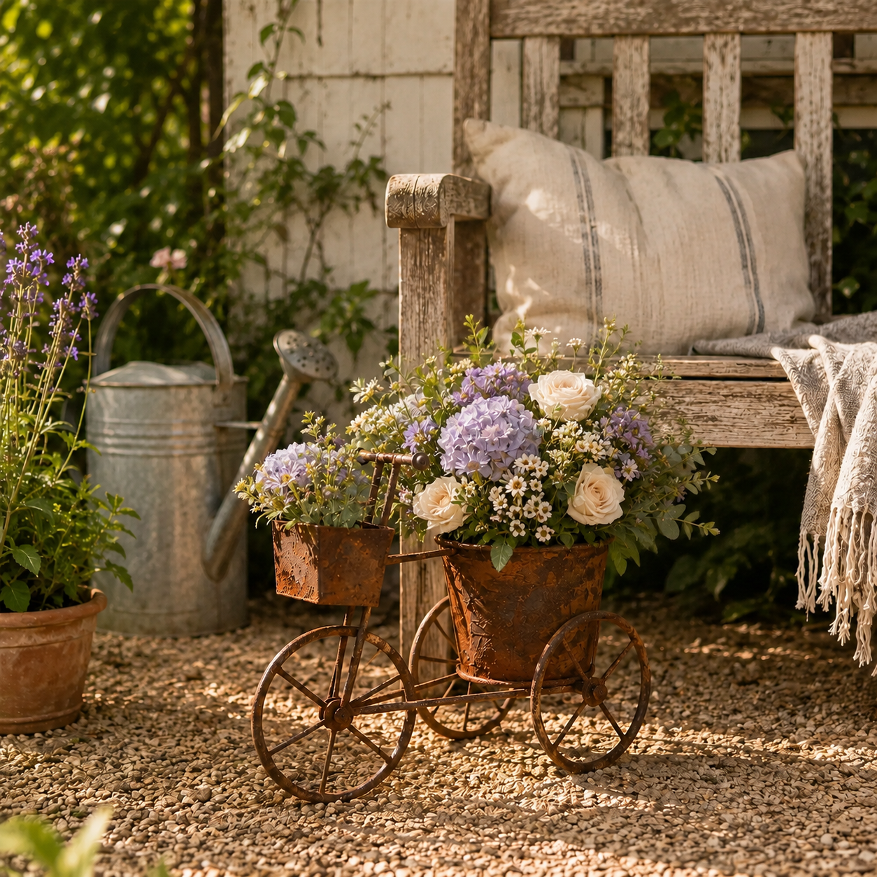 Vintage-style Wrought Iron Tricycle Planter