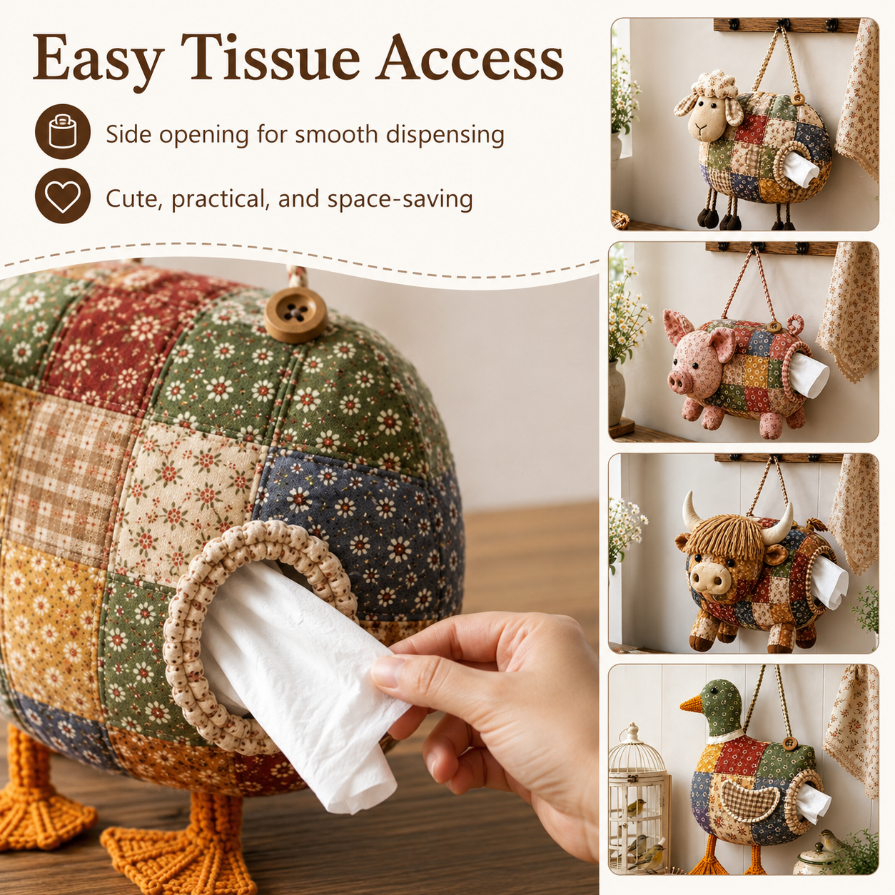DIY Patchwork Animal Tissue Holder Kit