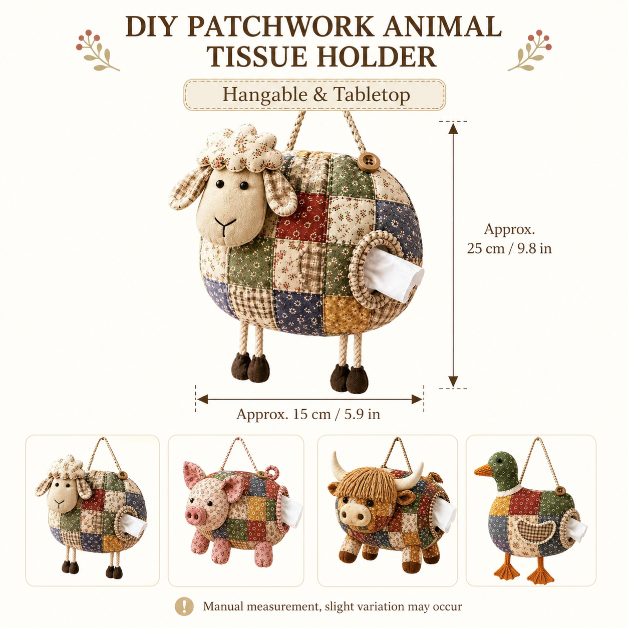DIY Patchwork Animal Tissue Holder Kit