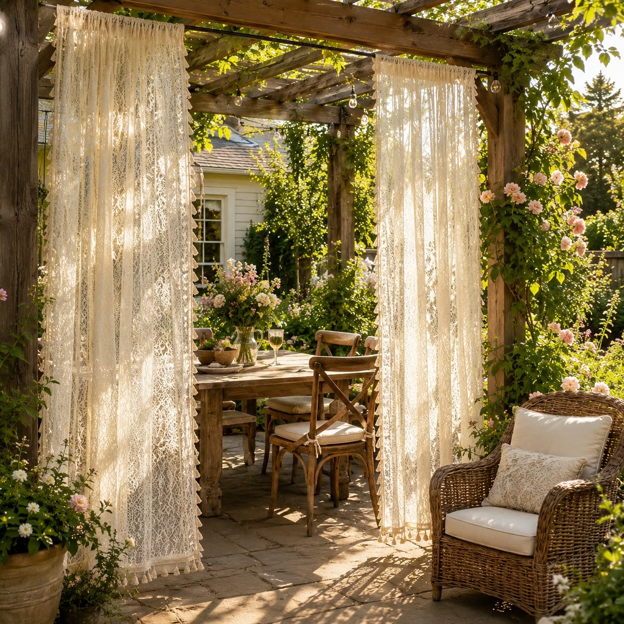 Boho Lace Outdoor Draping Panel