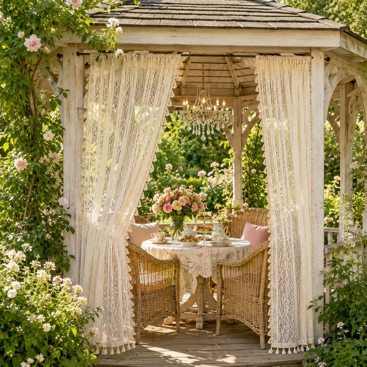 Boho Lace Outdoor Draping Panel