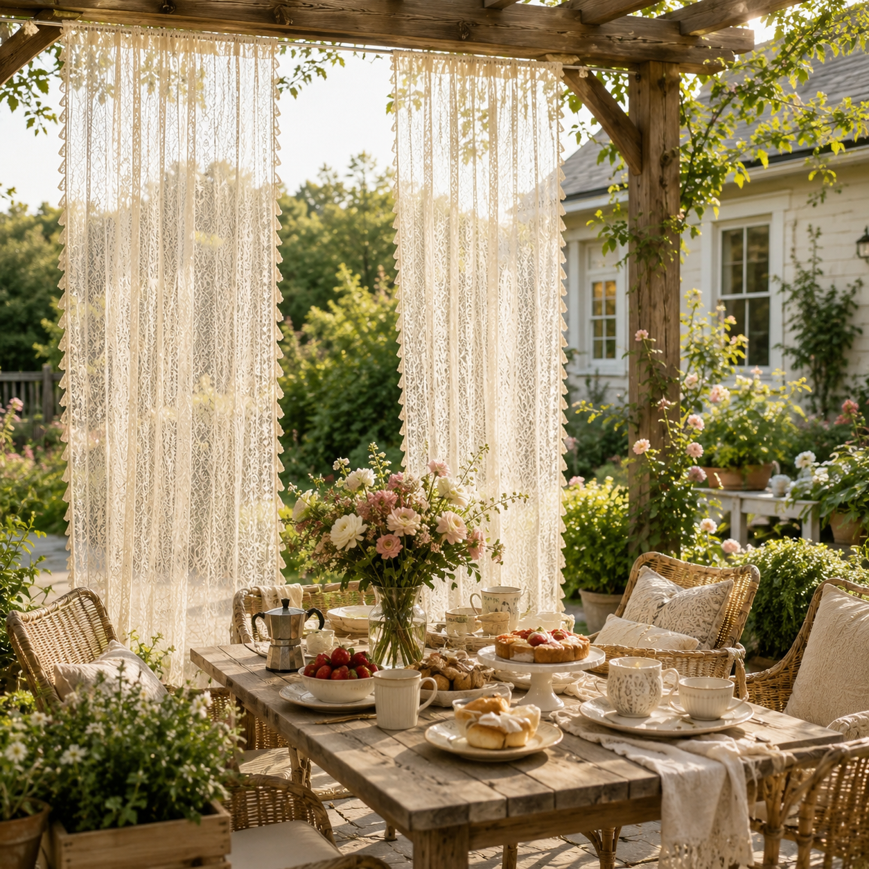 Boho Lace Outdoor Draping Panel