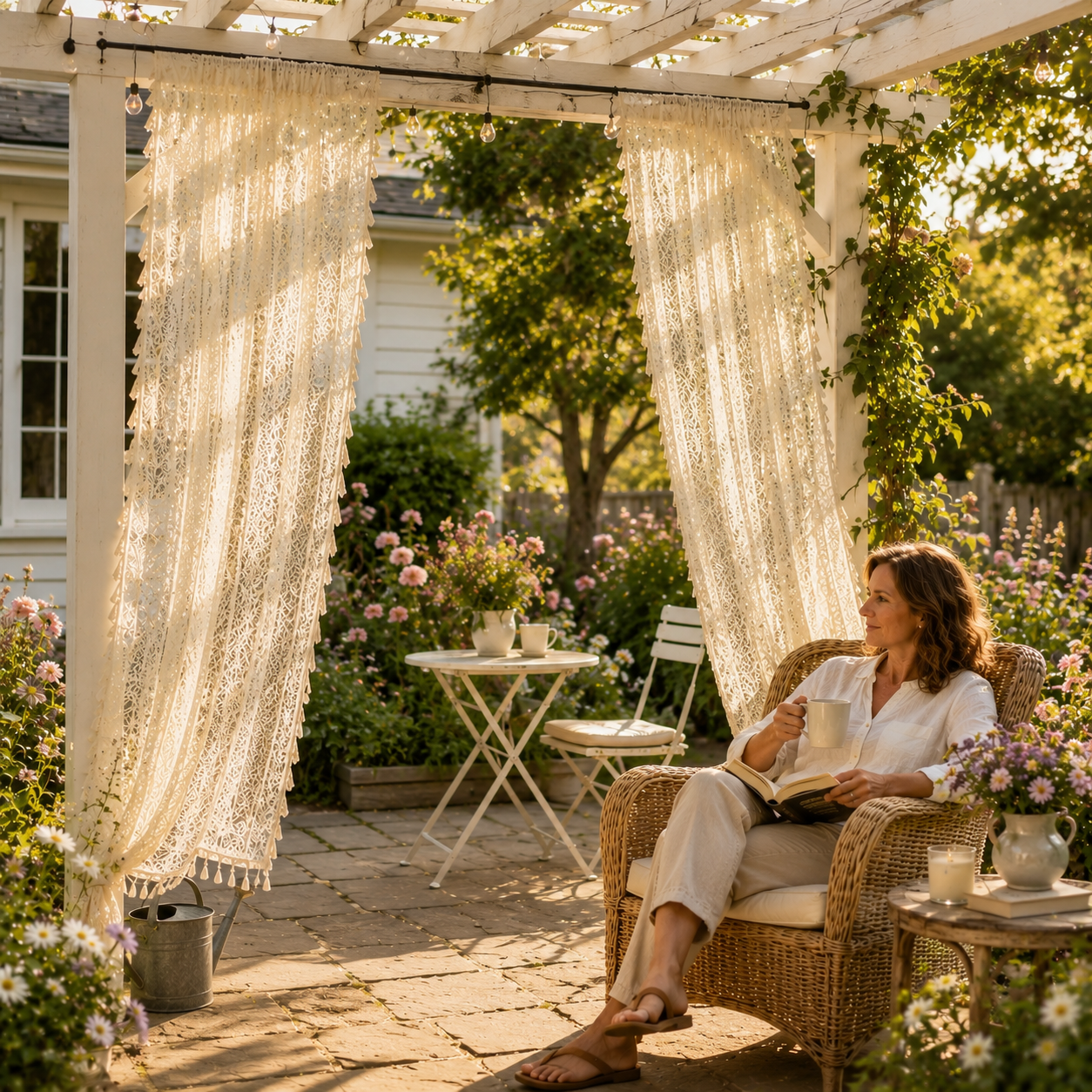 Boho Lace Outdoor Draping Panel