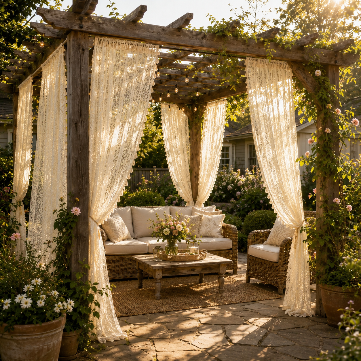 Boho Lace Outdoor Draping Panel