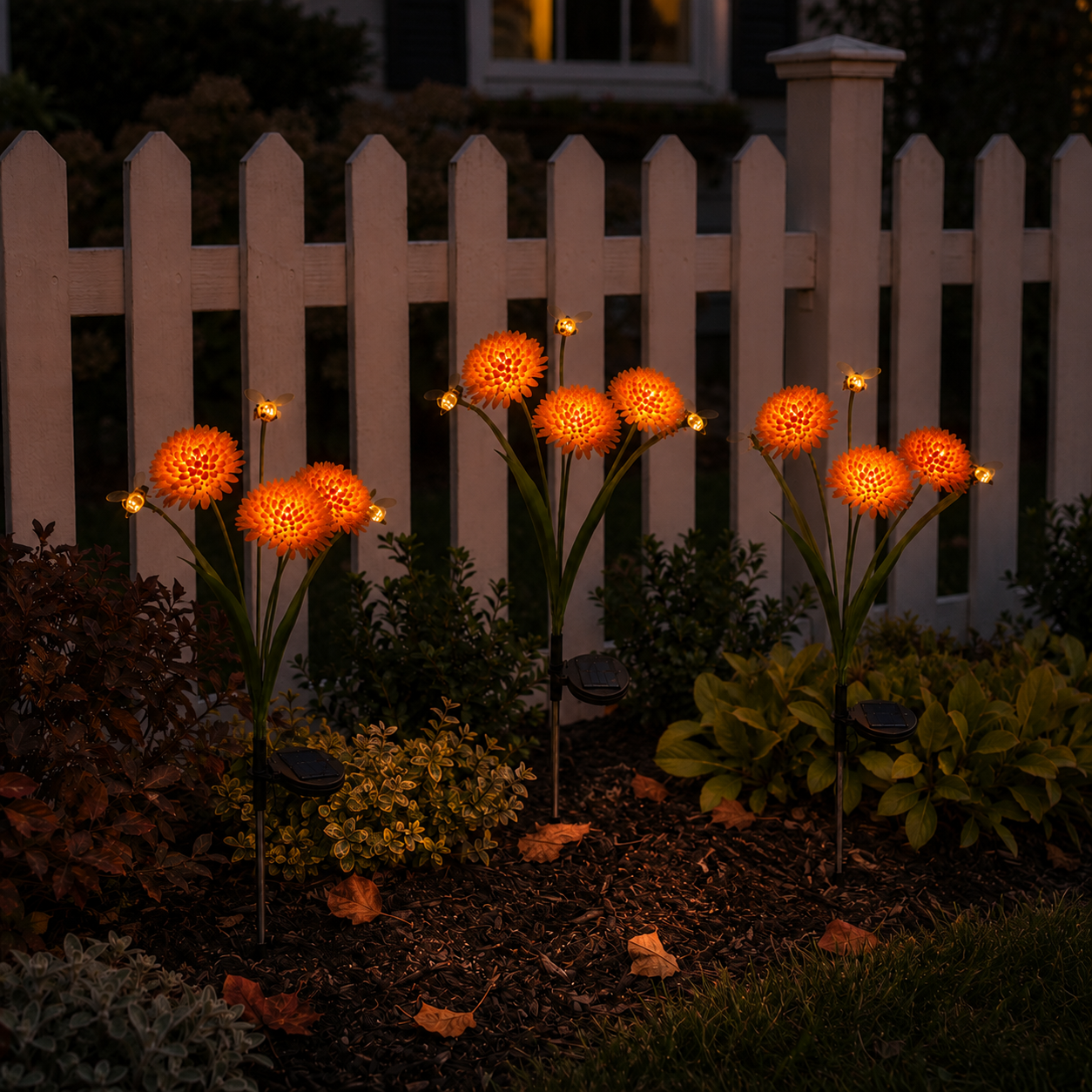 Solar Orange Mum Garden Lights