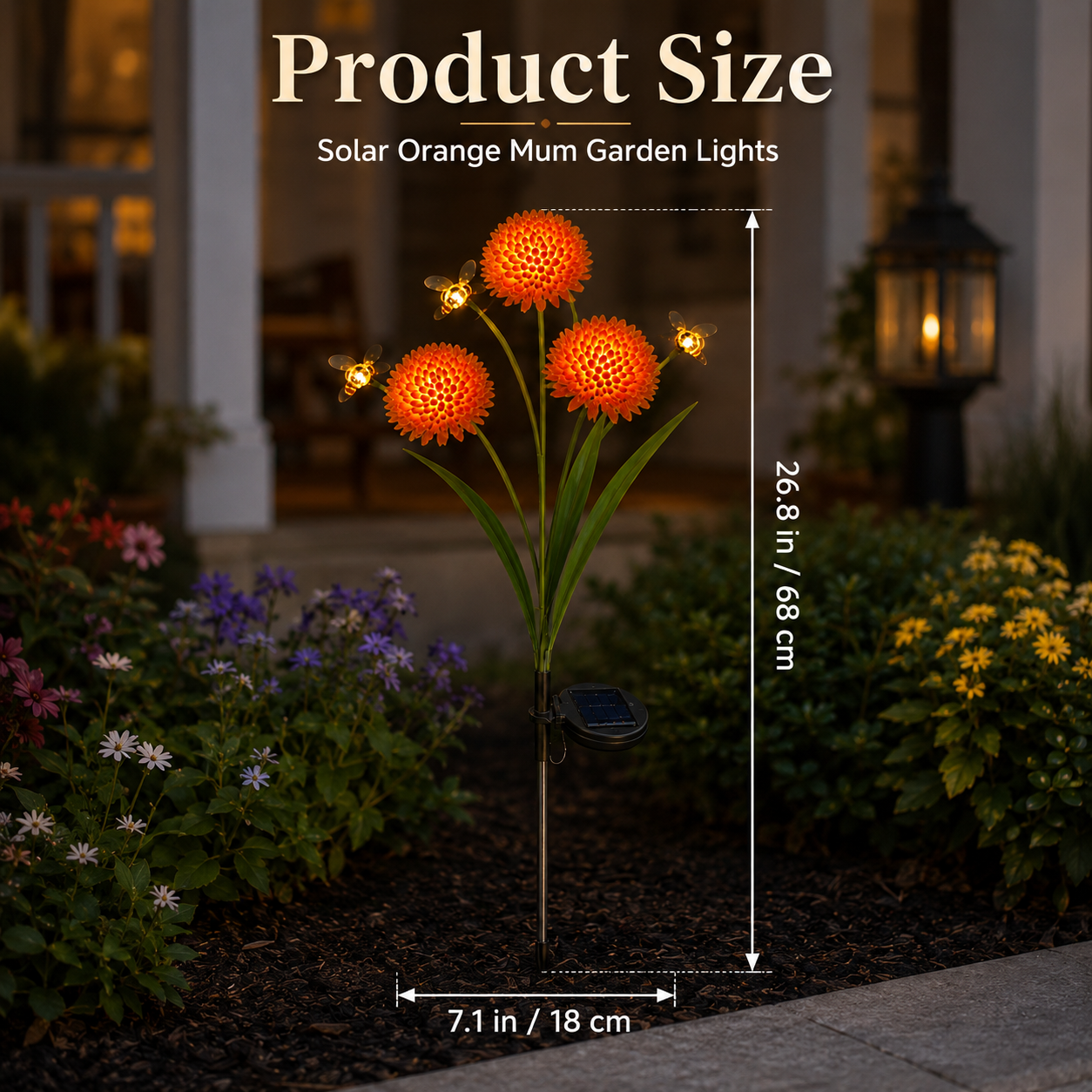 Solar Orange Mum Garden Lights