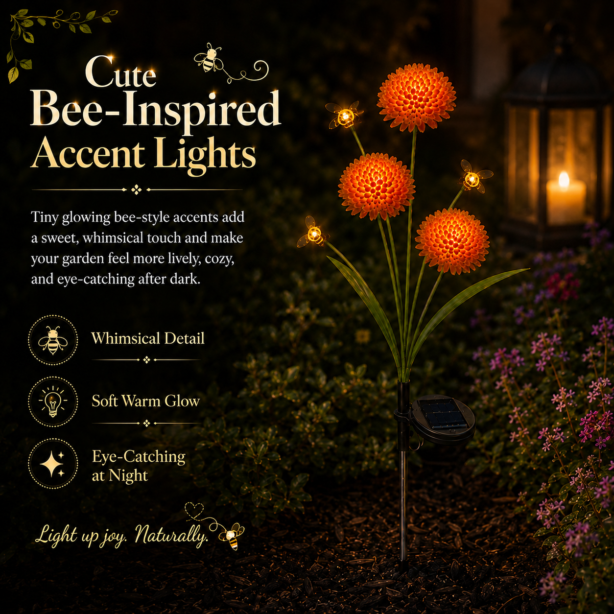 Solar Orange Mum Garden Lights