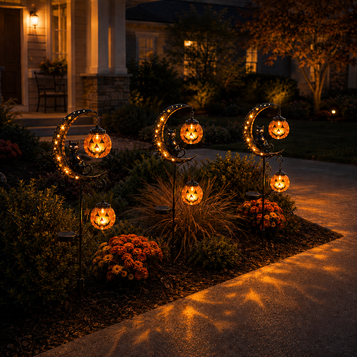 Solar Moon Cat & Pumpkin Light
