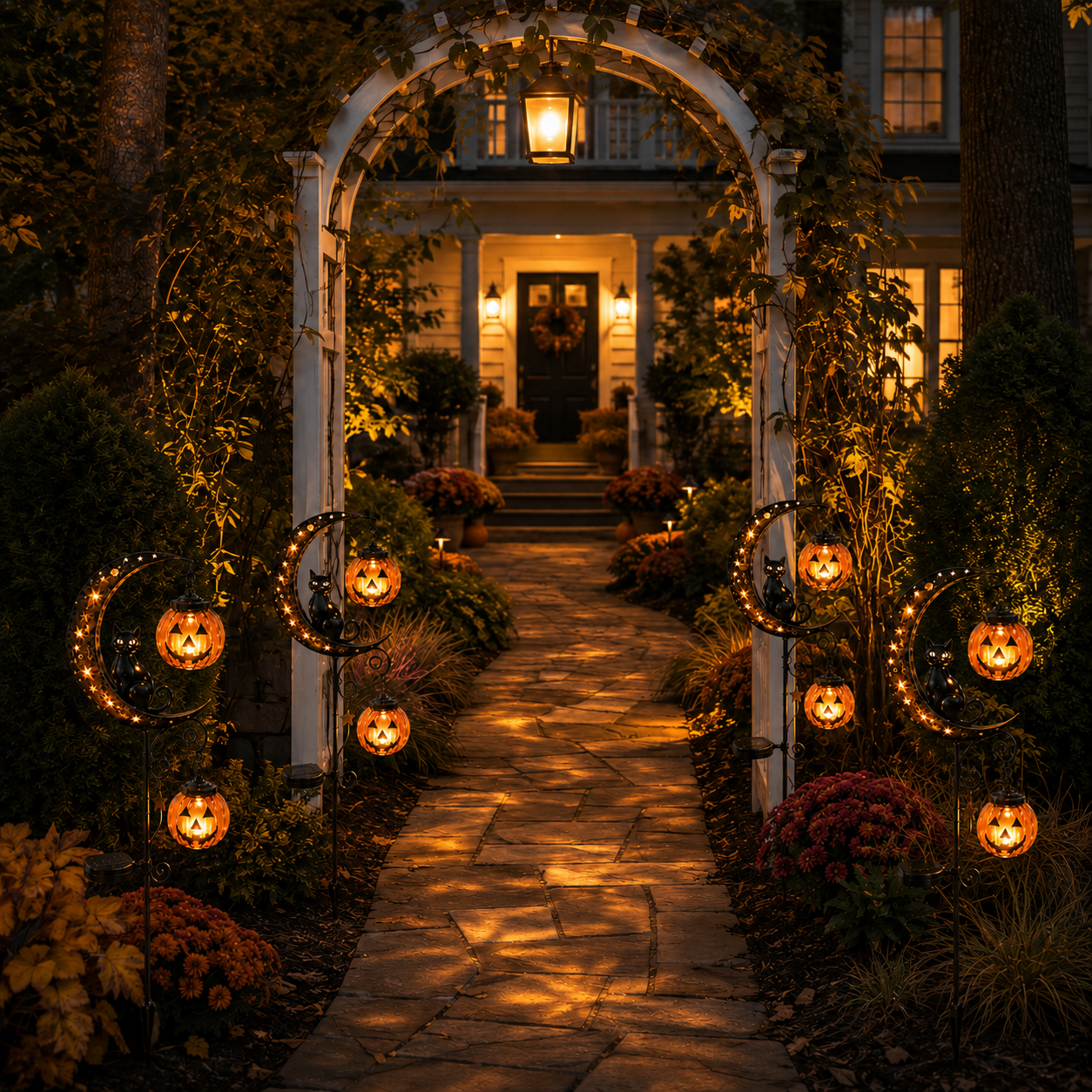 Solar Moon Cat & Pumpkin Light