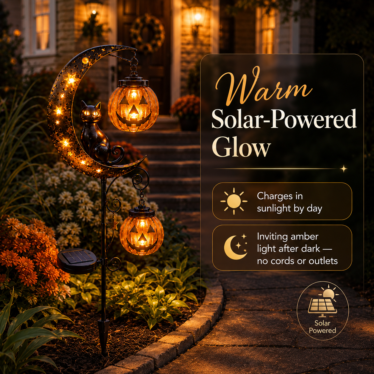 Solar Moon Cat & Pumpkin Light